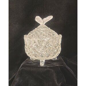 Vintage Bohemia Crystal Butterfly Covered Candy Dish